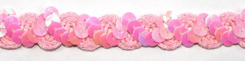  Тесьма арт.0384-0321 "Волна с пайетками" 15мм (упаковка 15 метров) цвет.324 - светло - розовый  ТриКатушки
