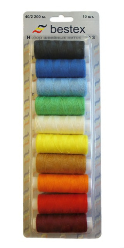  Набор ниток 40/2 200м, ассорти, (упаковка 10 штук) №3  ТриКатушки