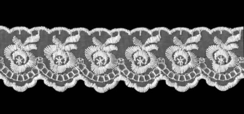  0574-2020 белый Кружево-органза 45мм (упаковка 15 ярдов = 13,7 метра)  ТриКатушки