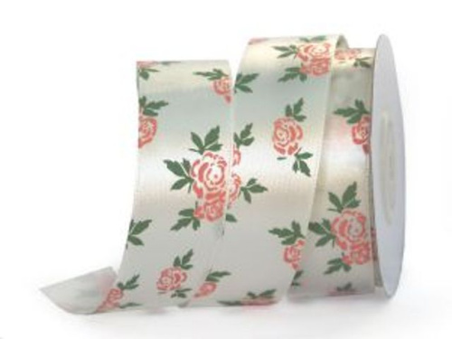  UT021-25-3002-068/145 Лента атласная с рисунком 25мм (рулон 20 ярдов = 18 метров)  ТриКатушки