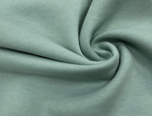  Ткань Футер 3-х нитка г/к с начесом 260гр.кв.м, 70% Хб+30% ПЭ, пенье, цв. Холодная мята  ТриКатушки