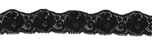  1540 черный кружево-стрейч 35мм (намотка 27,4 метров)  ТриКатушки