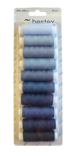  Набор ниток 50/2 200м, ассорти "Джинс", (упаковка 10 штук)  ТриКатушки