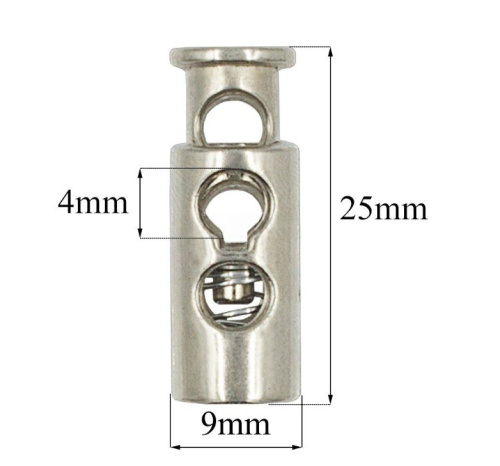  Фиксатор для шнура 2 отверстия Цилиндр L4 под металл цв.Никель (уп.50/500 шт.)  ТриКатушки