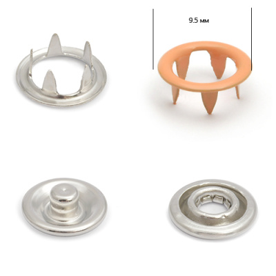  Розн.уп.Кнопка 9,5мм рубашечная (кольцо) нерж. цв.Лососёвый №155 (уп.20 шт.) ProKnopka  ТриКатушки