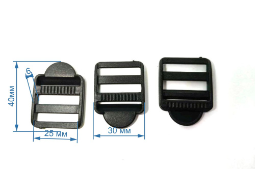  Пряжка трёхщелевая А-25 мм (ПП черная) (уп.10/100/1000 шт)   ТриКатушки