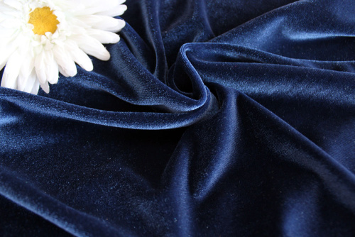  Ткань 3005 Бархат стрейч, ш.150см., №710 синий  ТриКатушки