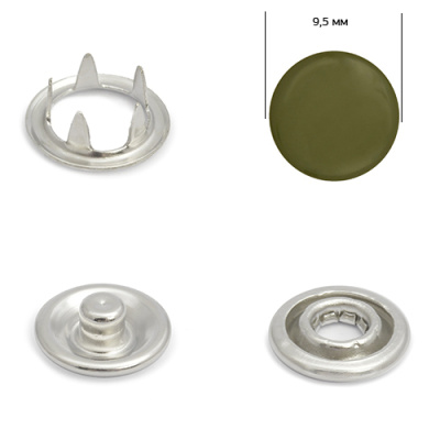  Кнопка рубашечная (закрытая) 9,5 мм - эмаль 327/1440 шт., цв. хаки (темно-зеленый) TALS  ТриКатушки