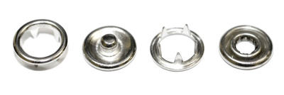 Розн.уп. Кнопка 9,5мм рубашечная (кольцо) нерж. Никель (уп.50 шт.)