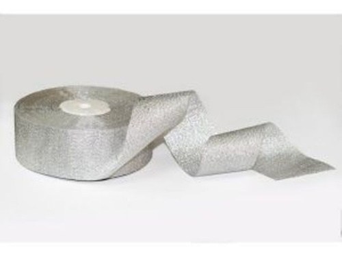  Лента метализированная 40мм (рулон 36 ярдов) серебро  ТриКатушки