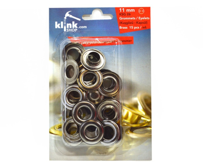  Люверсы в блистере НЕРЖ. №26 11мм цв. Черный никель (уп.15 компл.) + Ручной установщик  ТриКатушки