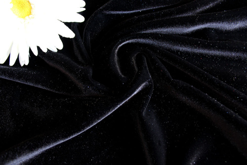  Ткань 3005 Бархат стрейч, ш.150см., №999 черный  ТриКатушки