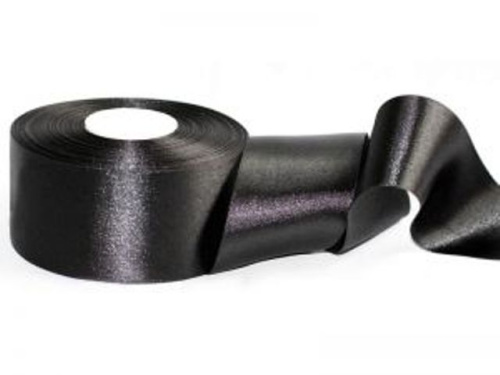  черный 25мм Лента атласная МН 2-Х СТОРОННЯЯ(рулон 36 ярдов = 32,9 метров)  ТриКатушки