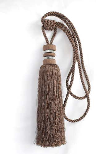  DB-02576 -brown кисть шторная со стразами цв.коричневый ( высота от основания 30см, со шнуром 75см )  ТриКатушки