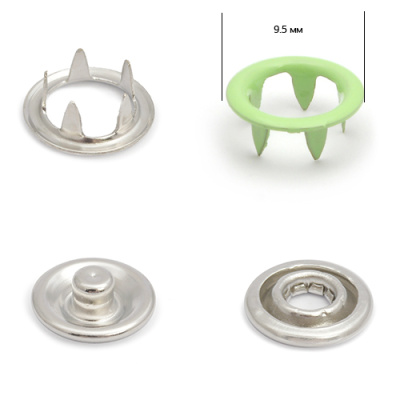  Кнопка 9,5мм рубашечная (кольцо) нерж. цв. Зеленый 247 (уп.50 шт.) ProKnopka  ТриКатушки