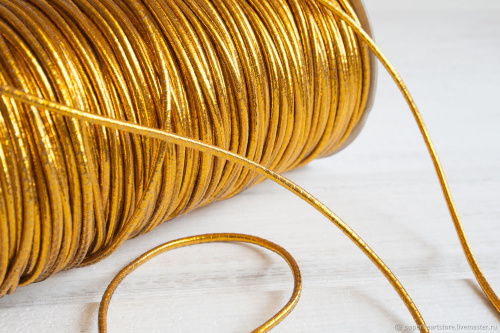  Резинка шляпная 2мм цв.золото(намотка 100 метров)  ТриКатушки