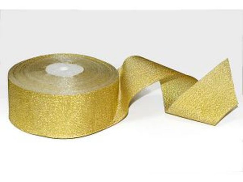  Лента метализированная 50мм (рулон 36 ярдов) золото  ТриКатушки