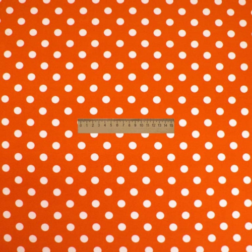  Ткань Кашибо горох 1,2см оранжевый/белый арт. 5053  ТриКатушки