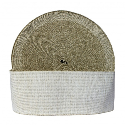  Резинка 56915 EkoflexТканая 80мм Soft (25м) цв.цв.Белый/золото  ТриКатушки