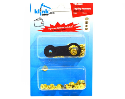  Кнопка в блистере арт.510 НЕРЖ. Альфа VT-2 10мм цв. Золото (уп.15 компл.) + Ручной установщик  ТриКатушки