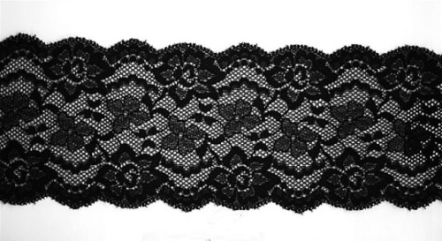  1214 черный кружево-стрейч 85мм (намотка 27,4 метров)  ТриКатушки