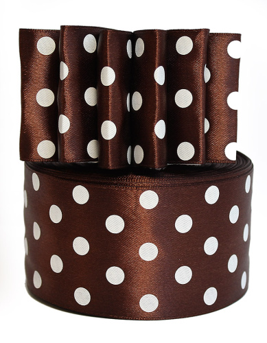  Лента атласная "горох" 50мм (намотка 36 ярдов = 32,9 метров) цв. 3139 (белый горох)  ТриКатушки