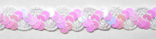  Тесьма арт.0384-0321 "Волна с пайетками" 15мм (упаковка 15 метров) цвет.319 - перламутровый  ТриКатушки