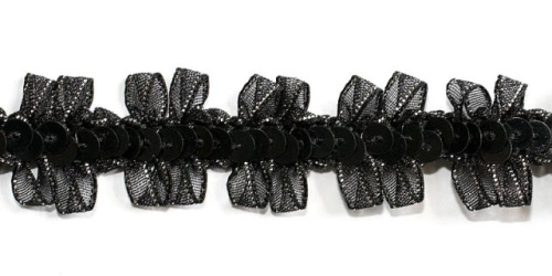  0384-2171 черный Тесьма, ширина 20мм (намотка 15 ярдов = 13,7 метра)  ТриКатушки