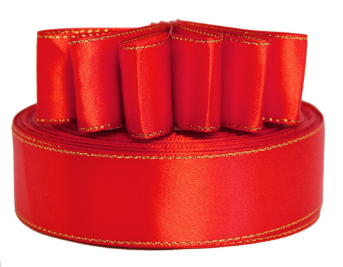  Лента атласная с металлизированной кромкой 25мм (намотка 36 ярдов) цв. 3095  ТриКатушки