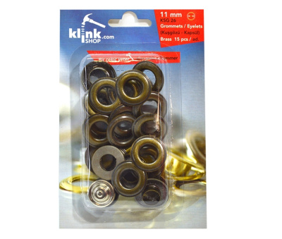  Люверсы в блистере НЕРЖ. №26 11мм цв. Антик (уп.15 компл.) + Ручной установщик  ТриКатушки