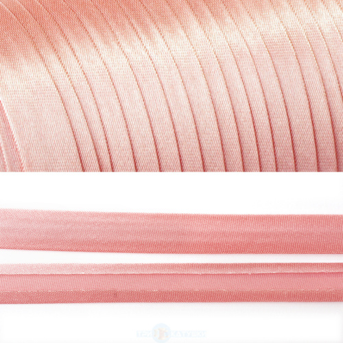  Косая бейка атласная 15мм 144 ярд.(132м) № 150 Розовый светлый  ТриКатушки