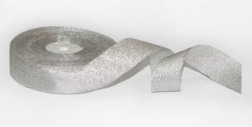  Лента метализированная 25мм (рулон 36 ярдов) серебро  ТриКатушки