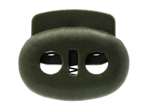  Фиксатор для шнура 2 отверстия Овал 101-Б (27002-СБ) цв.Хаки (уп.50/250/500 шт)  ТриКатушки