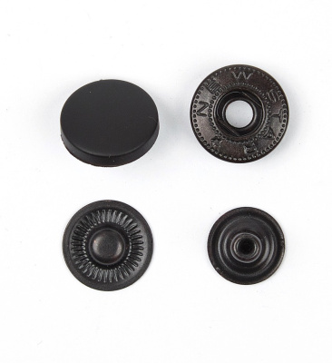  Кнопка 15мм Альфа с пластиковой крышкой SOFT TOUCH+3 части Оксид  сталь (уп 720шт)NS  ТриКатушки