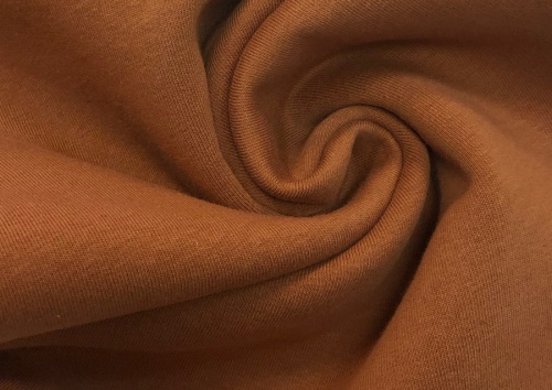  Ткань Футер 2-х нитка г/к с/л петельный, 245гр.кв.м, 95% Хб + 5% лайкра, пенье, цв. Кэмел  ТриКатушки