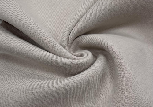  Ткань Футер 3-х нитка г/к с начесом 380гр.кв.м, 67% Хб+33% ПЭ, пенье, цв. Серо-бежевый  ТриКатушки