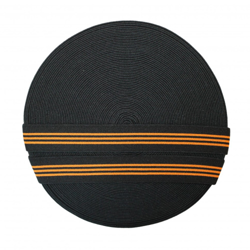  Резинка 63518 EkoflexТканая 30мм п/а "Полоски" (25м) цв. черн/оранж  ТриКатушки