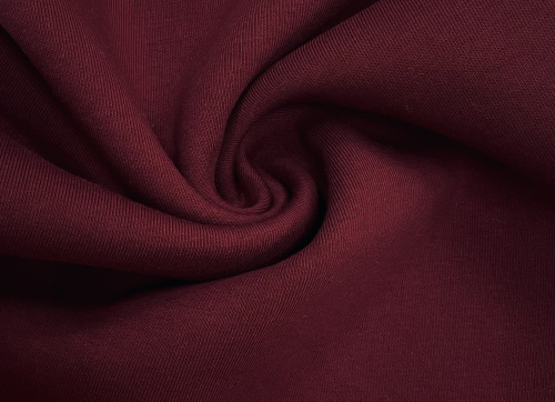  Ткань Футер 3-х нитка г/к с начесом 380гр.кв.м, 67% Хб+33% ПЭ, пенье, цв. Бордо вишня  ТриКатушки