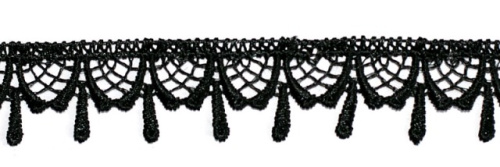  1063 черный Кружево вязанное 20мм (упаковка 15 ярдов = 13,7 метра)  ТриКатушки