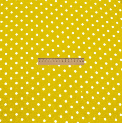  Ткань Кашибо горох 0,8см желтый/белый арт.5074  ТриКатушки