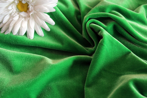  Ткань 3005 Бархат стрейч, ш.150см., №607 зеленый  ТриКатушки