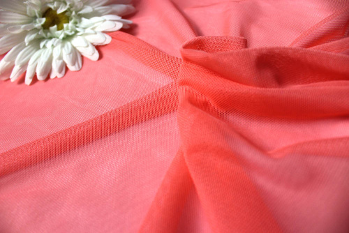  Сетка стрейч ш.150 ,пл.130,100%ПЭ арт.5000 цв.202 морковный  ТриКатушки