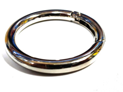  Кольцо-карабин  07730, металл, 40х6 мм, цвет никель (уп.9/100шт)  ТриКатушки