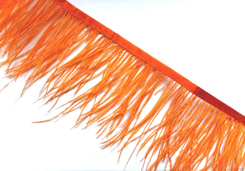  Перья на ленте цв. оранжевый/10м  ТриКатушки