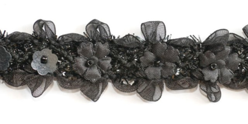  0626-2141 черный Тесьма, ширина 25мм (намотка 15 ярдов = 13,7 метра)  ТриКатушки