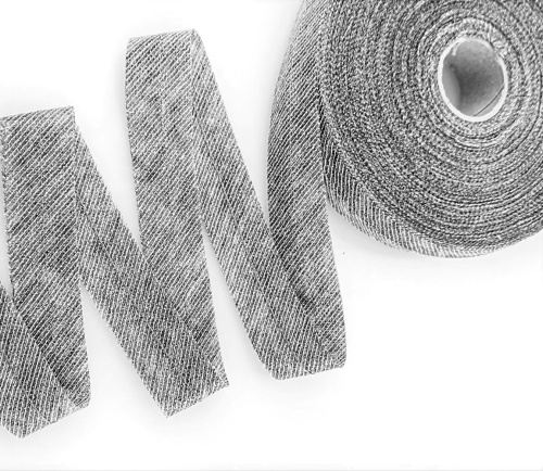 Лента нитепрошивная клеевая по косой со строчкой 10мм цв.серый (рул.100 м.)  ТриКатушки