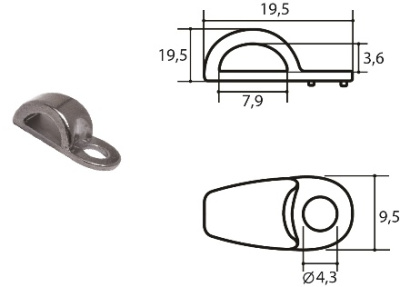  Петля обувная литьё арт.50191 цв.черный никель (уп.20 шт.)   ТриКатушки