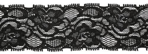  2090 черный кружево-стрейч 50мм (намотка 27,4 метров)  ТриКатушки