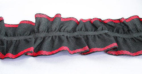  Лента траурная "Рюш" арт.С3417Г17Т/2 ширина 40мм (упаковка 50 метров) черная с красным  ТриКатушки