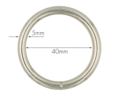  Кольцо металл 40 мм*5 мм никель ( 100шт/1200шт)  ТриКатушки